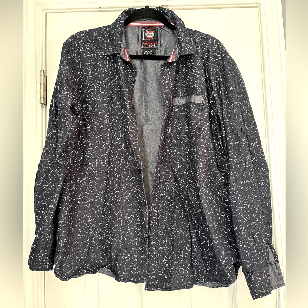 Men’s Constellation print button up shirt